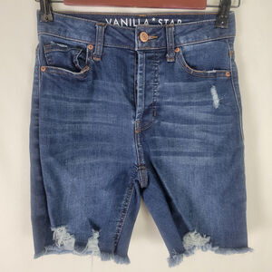 Vanilla Star Denim Shorts Womens‎ 0 Blue Jean High Rise Bermuda Button Fly
